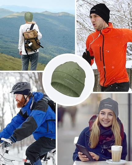 Skull Caps Beanies for Men & Women, Elastic Thermal Running Hat, Windproof Cycling Cap Helmet Liner Soft Beanie Hat