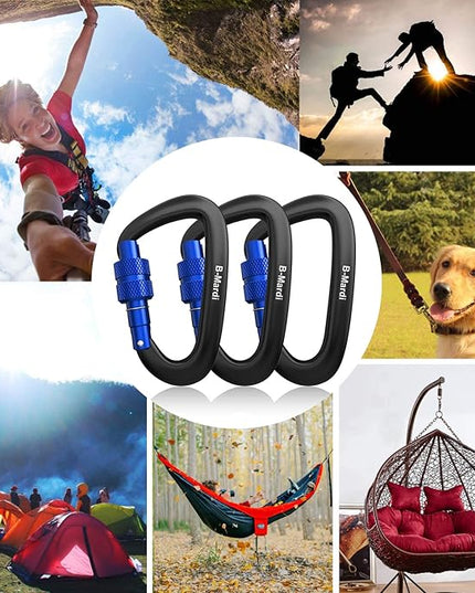 Carabiner Clips Heavy Duty 12kN (2697 lbs)-Lightweight Locking Carabiners for Camping, Hiking, Hammock, Dog Leash Harness, Outdoor and Gym etc, Keychains& Utility