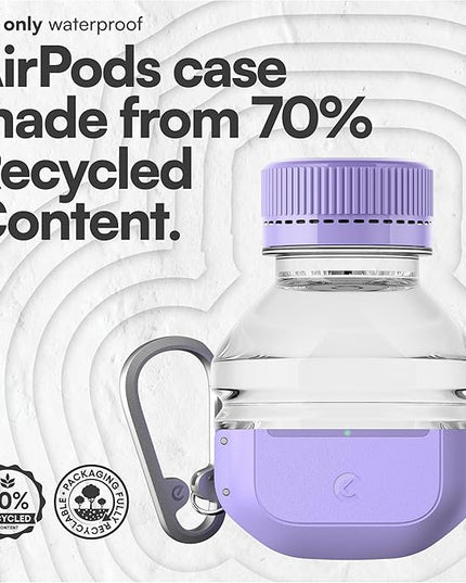 Keybudz for AirPods 4 Case with Lock - Fully Waterproof AirPods 4th Generation Case Cover - Keychain, Rugged Tough Protection, Hard Shell and Carabiner (Wild Lavender)