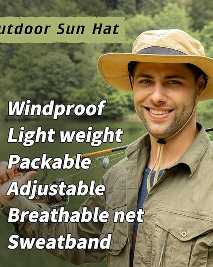 Oversized XL XXL Waterproof Sun Hat for Big Heads Mesh Bucket Hat Wide Brim Adjustable Packable Hiking Beach Fishing