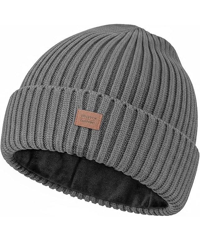 Merino Wool Beanie Hat for Men Women - Thermal Knitted Winter Hat for Large Heads Hiking Running Cap Wrap for Cold Weather