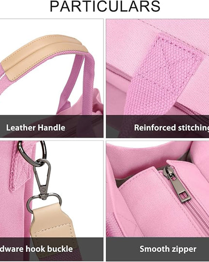 Canvas Tote Bag for Women Crossbody Work Purse with Pockets Top Handle Handbag Satchel Bags for Travel Nurse Teacher