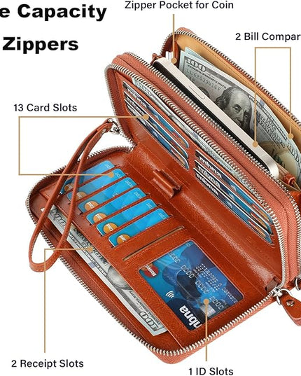 Lavemi Small Compact Women Wallet RFID Blocking Genuine Leather Bifold Purse with ID Windows