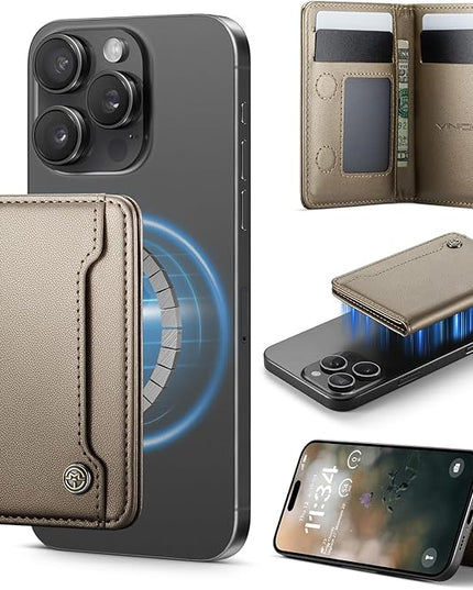 Vinich for MagSafe Wallet Magnetic RFID Blocking Card Holder Compatible with MagSafe Phones and Cases, Strong Magnet Minimalist Phone Wallet for iPhone 17/16/15/14/13/12/ Pro/Max/Plus, Desert Titanium