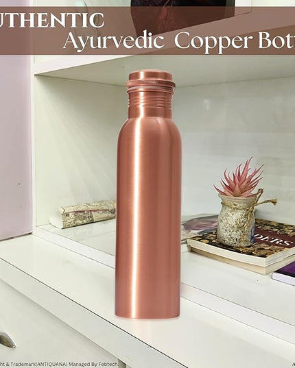 34 Oz Pure Copper Water Bottle – Leak-Proof Hammered Design with Tumbler, Carrying Bag & Smooth Finish Decorative – Copper Water Bottle