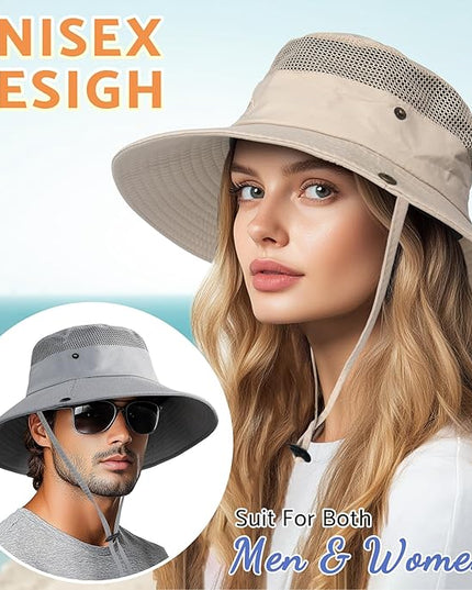 PFFY Sun Bucket Hats for Men Women 3” Wide Brim UPF 50+ Fishing & Beach Hat
