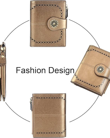 Lavemi Womens Leather Wallet Small Compact RFID Blocking Credit Card Case Purse with Zipper Pocket | Small, Compact, RFID Blocking, Zipper Pocket, Small, Compact
