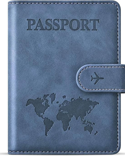 Passport Holder for Travel Essentials, Passport Wallet Cover Case for Travel Must Haves Accessories,Passport Book Holders for Women and Men BLACK (BLUE)