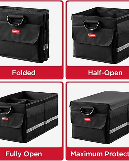 Rubbermaid Car Organizer, Collapsible Trunk Organizer, Multi-Compartment Car Storage Organization for Car Accessories, 3 Compartments With Cover, 23.23"*12.99"*11.81"