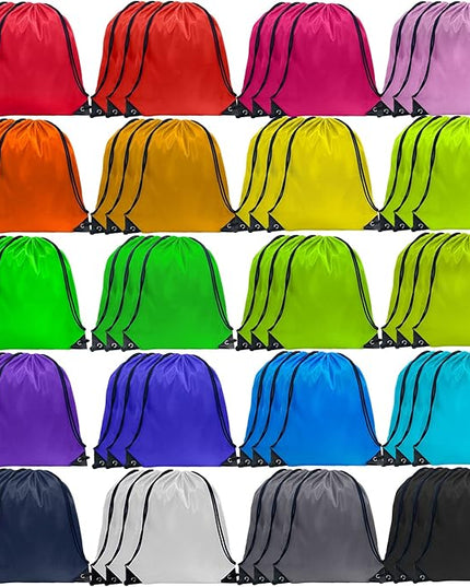GoodtoU Drawstring Backpack, 60 Pcs, 3.0L, 20 Colors, Lightweight, Nylon, Cinch Bag for Women Men, Gym, Travel, School, Work, Sport