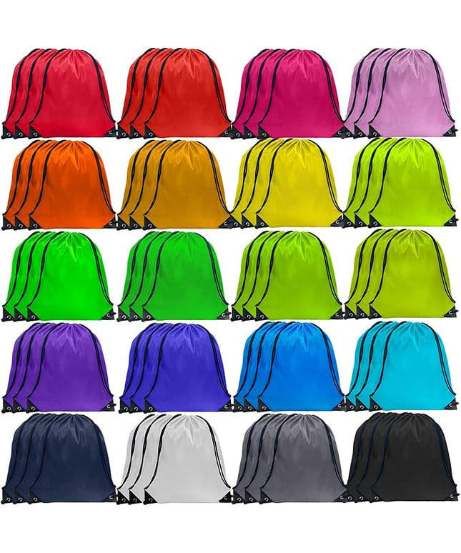 GoodtoU Drawstring Backpack, 60 Pcs, 3.0L, 20 Colors, Lightweight, Nylon, Cinch Bag for Women Men, Gym, Travel, School, Work, Sport