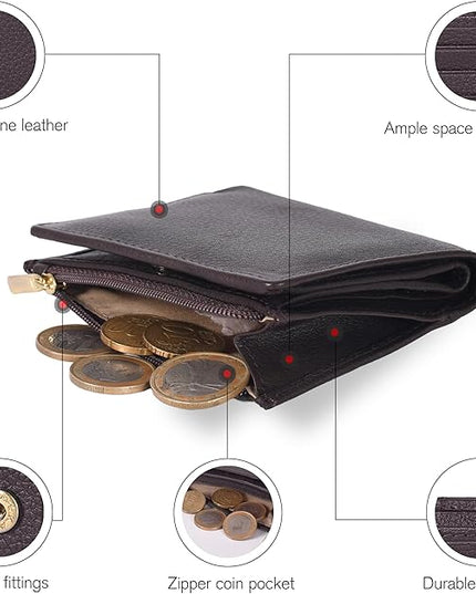 Oak Leathers Wallet For Women Full Grain Leather - Small RFID Coin Purse Credit Card & ID Holder for Ladies,Bifold Wallets for Teenager | Small, RFID, Coin Purse, for Ladies, for Teenager