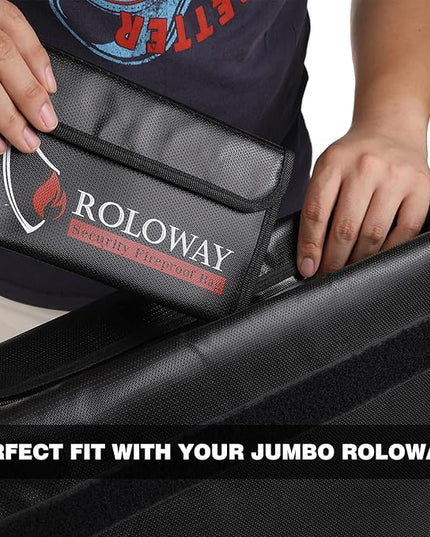 ROLOWAY Small Fireproof Bag (5 x 8 inches), Non-itchy Fireproof Money Bag for Cash, Valuables, Passport, Currency & Keys (2-Pack Black)