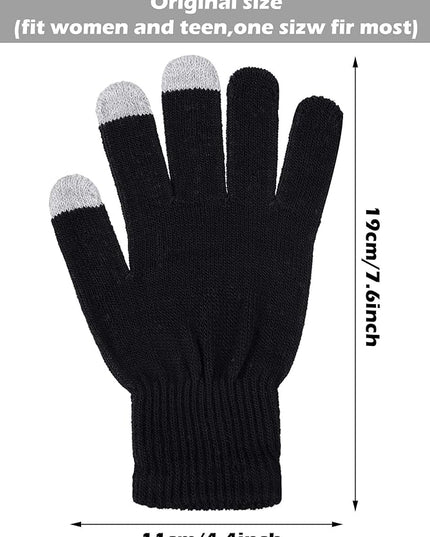 Pangda 12 Pairs Winter Touch Screen Gloves for Men Women Stretch Knitted Texting Gloves Warm Windproof Solid Color Mittens