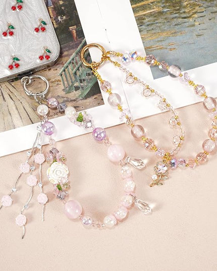 Phone Charm for Women, Anti-Theft Phone Wrist Strap Hands-Free & Beaded Chain,Tether Tab