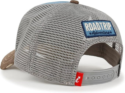 ililily Premium Road Trip Vintage Distressed Snapback Trucker Hat Baseball Cap