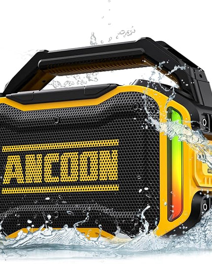 Speakers Bluetooth Wireless: 80W(Peak) Loud Speaker with Bass, 20H Playtime, IPX6 Waterproof, Large Jobsite Speakers for Work, Outdoor, Workshop, Garage, Portable Speaker with TWS (Yellow)