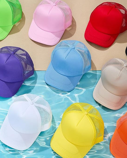 Hercicy 40 Pack Sublimation Blank Trucker Hat Bulk Baseball Cap Adjustable Mesh Unisex Polyester Hat Heat Transfer