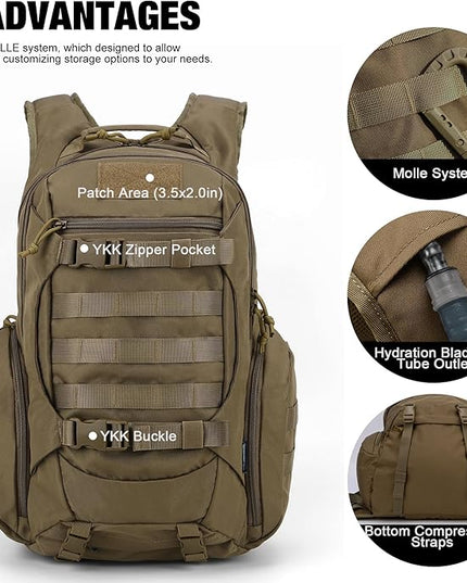 Mardingtop Tactical Molle Backpack for Men- 18L/28L EDC Hiking & Motorcycle Backpack