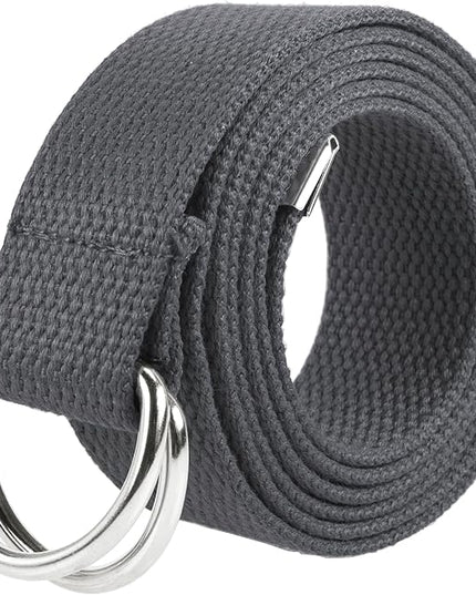Gelante Canvas Web D Ring Belt Silver Buckle Military Style for men & women 1 or 3 pcs