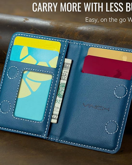 Vinich for MagSafe Wallet Magnetic RFID Blocking Card Holder Compatible with MagSafe Phones and Cases, Strong Magnet Minimalist Phone Wallet for iPhone 17/16/15/14/13/12/ Pro/Max/Plus, Blue