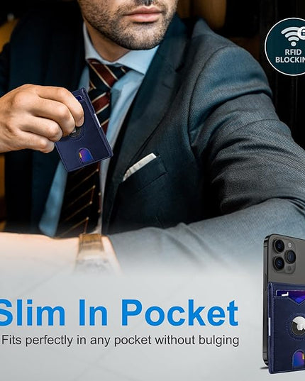 miyozi Airtag Wallet for Men,with Money Clip 11 Cards Slim Front Pocket Leather RFID Blocking Wallet with Gift Box