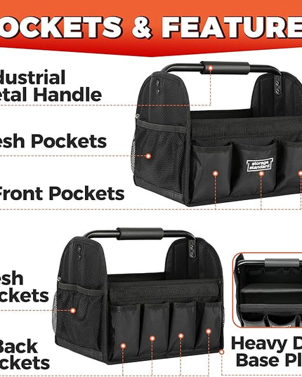 Detailing Caddy Organizer with Handle - Storage, Cars, & Cleaning Caddy for Supplies, Tools, & Home Improvement - Heavy Duty Car Detailing Supplies With Multi-Pockets & Collapsible Tote Design
