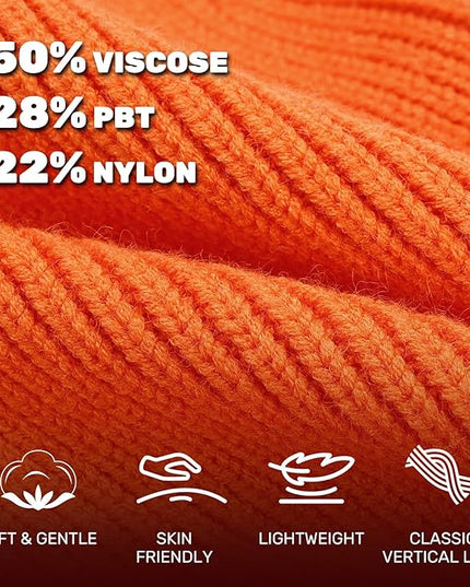 OKKLE Unisex LED Beanie with Light, USB Rechargeable Headlamp Hat, Winter Gifts for Men Women Husband Him Orange