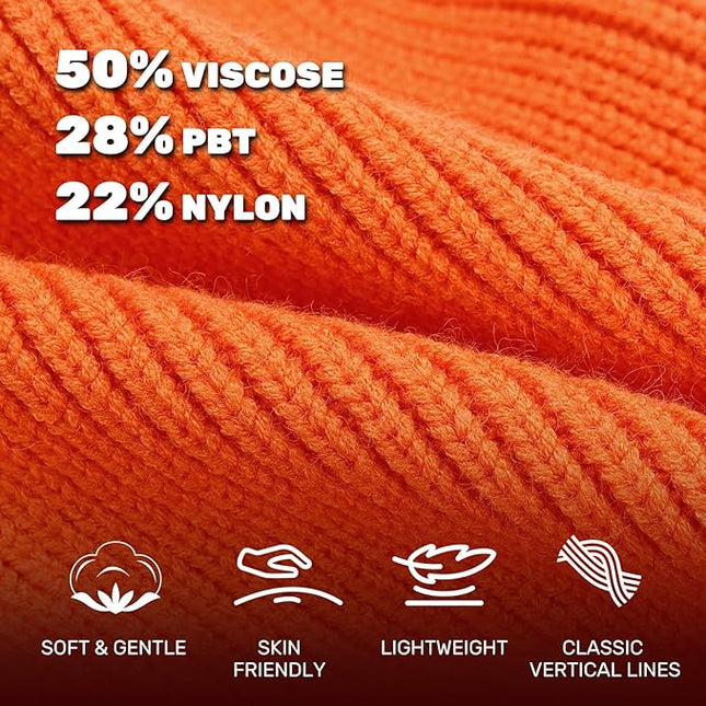 OKKLE Unisex LED Beanie with Light, USB Rechargeable Headlamp Hat, Winter Gifts for Men Women Husband Him Orange