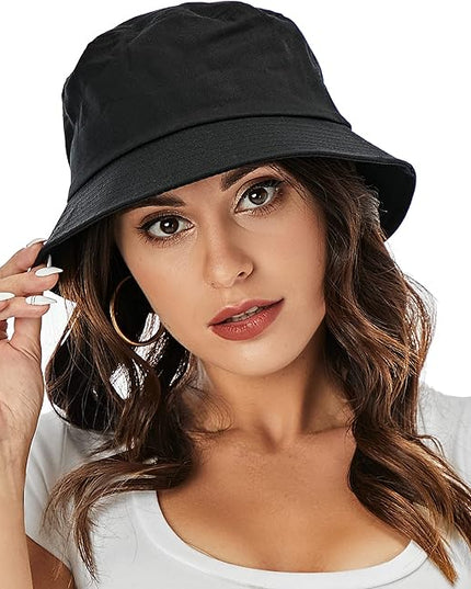 Umeepar Unisex Cotton Packable Bucket Hat Sun Hat Plain Colors for Men Women