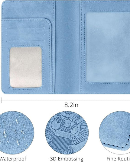 Passport Holder for Travel Essentials,RFID Blocking Passport Cover Wallet Card Case for Women and Men (Blue)