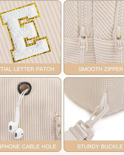 Viverte Small Corduroy Sling Bag Initial Crossbody Bag Fanny Pack for Girls Personalized Birthday Gifts for Teen Girls Gifts