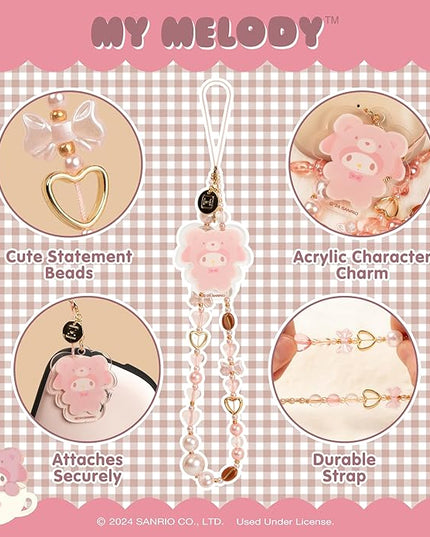 iFace Hello Kitty and Friends Beaded Wristlet Universal Charm Strap [Latte Bear Series] – Cute Wrist Strap for Cell Phone Camera Keys AirPods