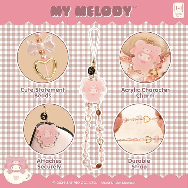 iFace Hello Kitty and Friends Beaded Wristlet Universal Charm Strap [Latte Bear Series] – Cute Wrist Strap for Cell Phone Camera Keys AirPods