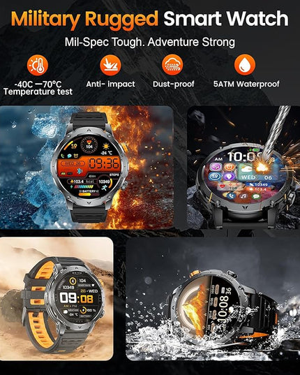 LIGE Smart Watch for Men with Flashlight,1.7" Smartwatch with 100+ Sports Modes,1000mAH,Health Tracker,IP68 Waterproof, Smart Watch for Android iOS Black 3 Straps