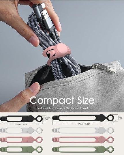Nearockle Silicone Cable Ties Cord Organizer for Cable Management, 24Pcs 3" and 4.5" Reusable Cable Organizer Electronic Accessories for Home, Office, Kitchen, School, Travel (Multi)