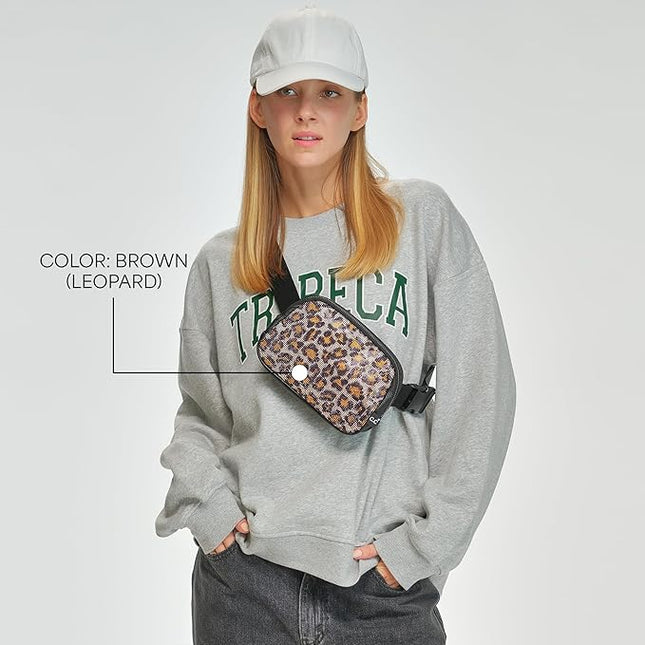 C.C Animal Print Rhinestone Fanny Pack – Leopard & Zebra Waist Bag, Crossbody Belt Bag with Adjustable Strap (Animal Print - Brown Leopard)