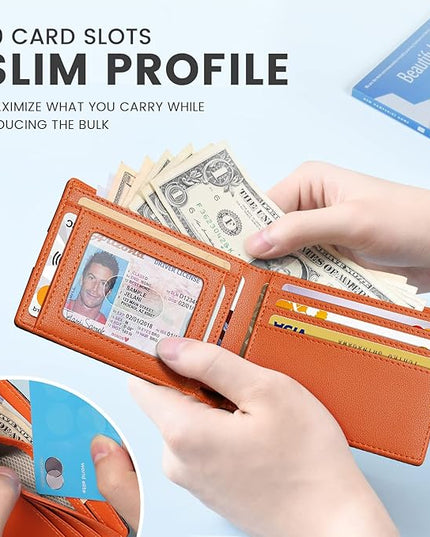 Zitahli Mens-Wallet-Slim-Leather-RFID Blocking Wallet for Men Minimalist Bifold Credit Card Holder with Gift Box