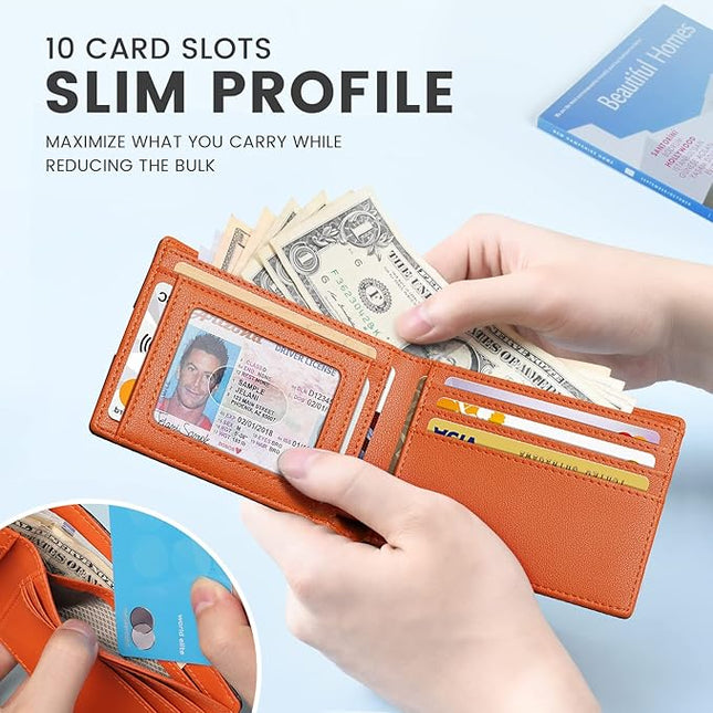 Zitahli Mens-Wallet-Slim-Leather-RFID Blocking Wallet for Men Minimalist Bifold Credit Card Holder with Gift Box