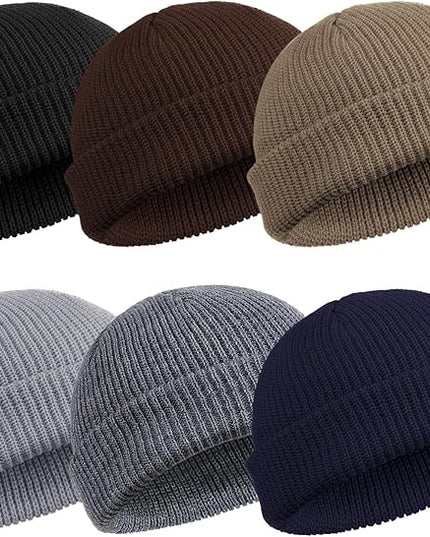 SATINIOR 6 Pieces Trawler Beanie Watch Hat Roll up Edge Skullcap Fisherman Beanie Unisex