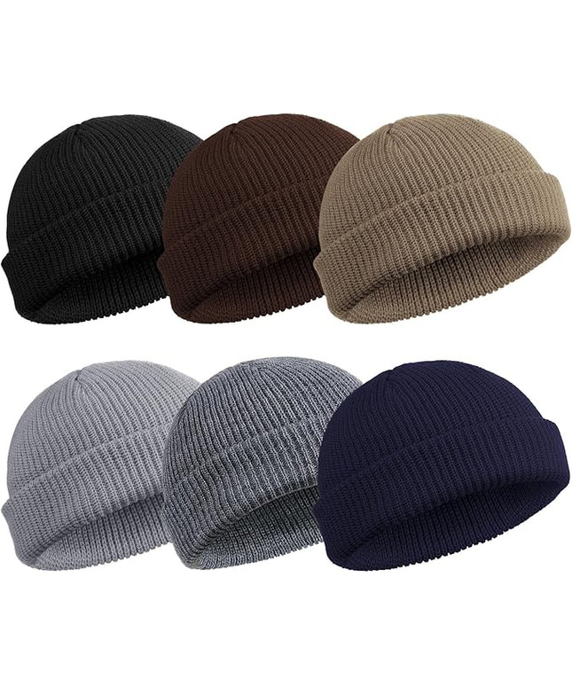 SATINIOR 6 Pieces Trawler Beanie Watch Hat Roll up Edge Skullcap Fisherman Beanie Unisex