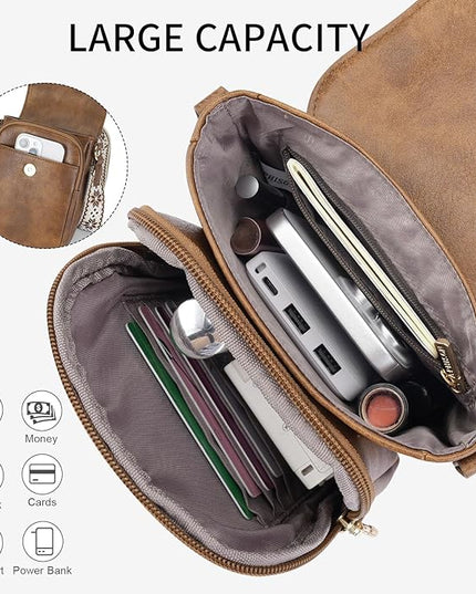 APHISON Small Crossbody Bags for Women Trendy, Leather Phone Wallet Purses Handbags Card Slots with Adjustable Guitar Strap