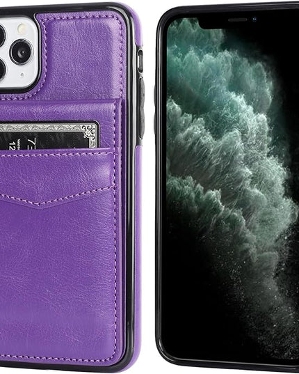 KIHUWEY Compatible with iPhone 11 Pro Max Case Wallet with Credit Card Holder, Premium Leather Magnetic Clasp Kickstand Heavy Duty Protective Cover for iPhone 11 Pro Max 6.7 Inch(Dark Purple)