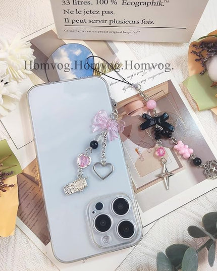 1-4PCS Cute Phone Charms Aesthetic Y2K Cell Phone Charms Strap Strawberry Butterfly Star PhoneCharm Y2K Accessories for Bag Keychain Airpods Camera Pendants Decor