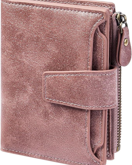 FALAN MULE Small Wallet for Women Leather Bifold Compact RFID Blocking Small Womens Wallet Purse