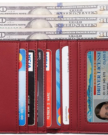 Toughergun Women’s Small Slim Leather Wallet with RFID Protection, Compact Bifold Mini Purse with Clear ID Window
