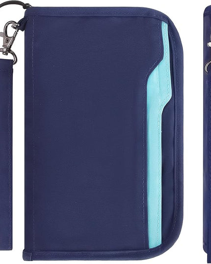 ZOPPEN Passport Holder Family RFID Passport Wallet, Passport Holder Women/Men, Travel Wallet Documents Organizer Zipper Case with Removable Wristlet Strap, Travel Essentials for Flying