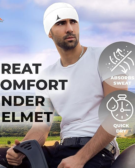 Helmet Liner Sweat Wicking Skull Cap Beanie. Ultimate Performance Moisture Wicking. Fits Under Helmets