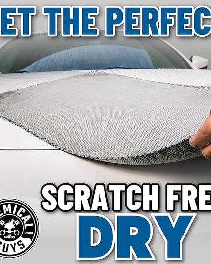 Chemical Guys Waffle Weave Gray Matter Microfiber Drying Towel - 25" x 36", Premium Blend Microfiber Towel with Soft-Banded Edging for Scratch-Free Car Drying, Ultra Absorbent