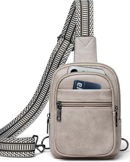 Sling Bag For Women Faux Leather Small Casual Daypack Backpack Fanny Pack Crossbody Chest Bags Purse